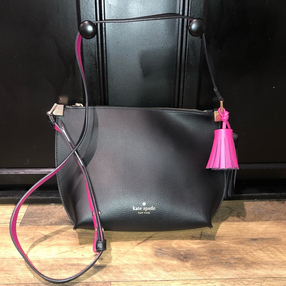 Kate Spade Leather Crossbody with Leather Pom Poms